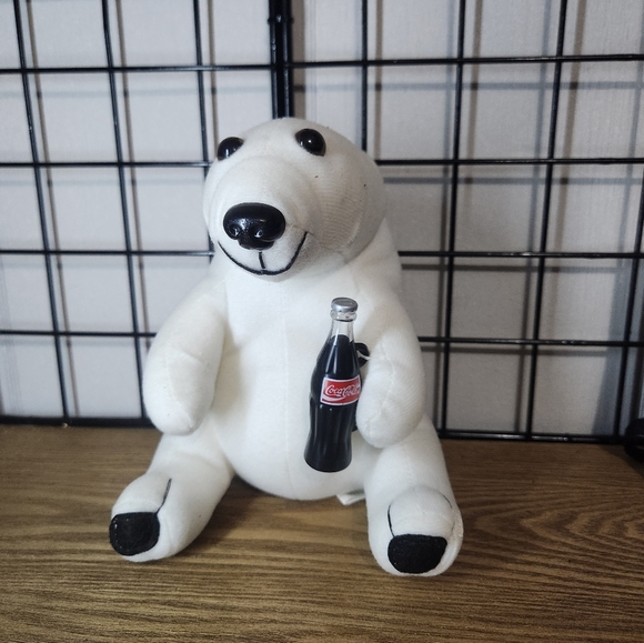 Coca-Cola Brand Plush Polar Bear Holding Coke Bottle 1993 Vintage - Picture 2 of 4